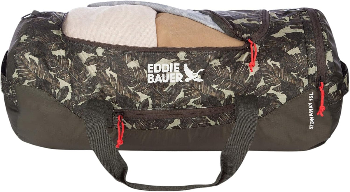 Eddie Bauer packable duffel bag open interior capacity