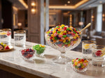 Close up view of mixed fruit flavor jelly bean treats in various colors