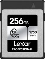 Lexar professional CFexpress Type B Silver 256GB memory card front view