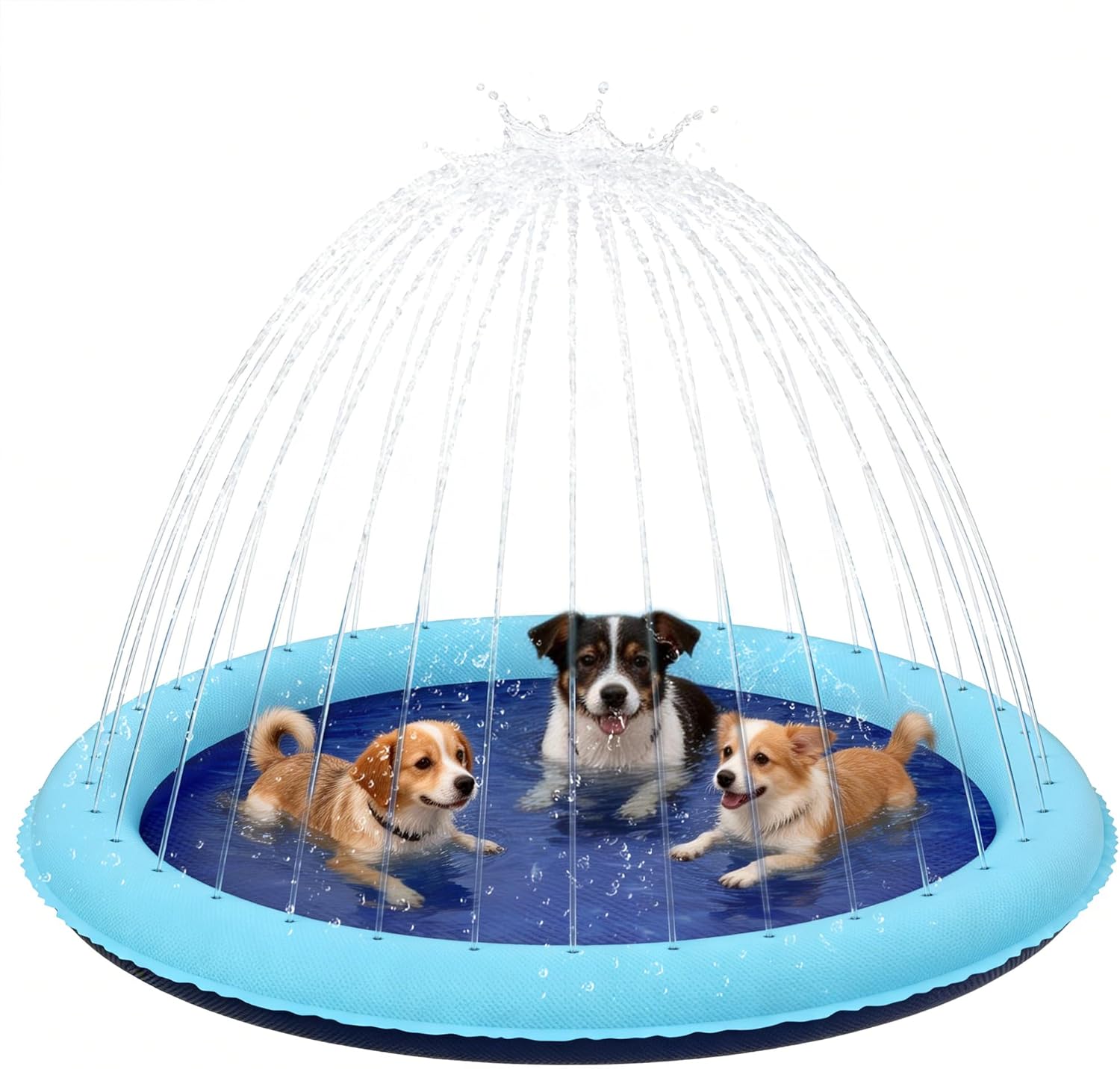 YJMAOYI non slip splash pad swimming pool front view showing blue texturized base