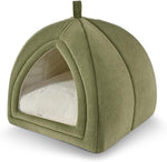 Amazon Basics Cat Cave Bed, 2-in-1 Foldable House for Indoor Cats, with Washable Cushion and Non-Slip Base, 17.5 x 17.5 Inches, Large, LightGray - Image 9