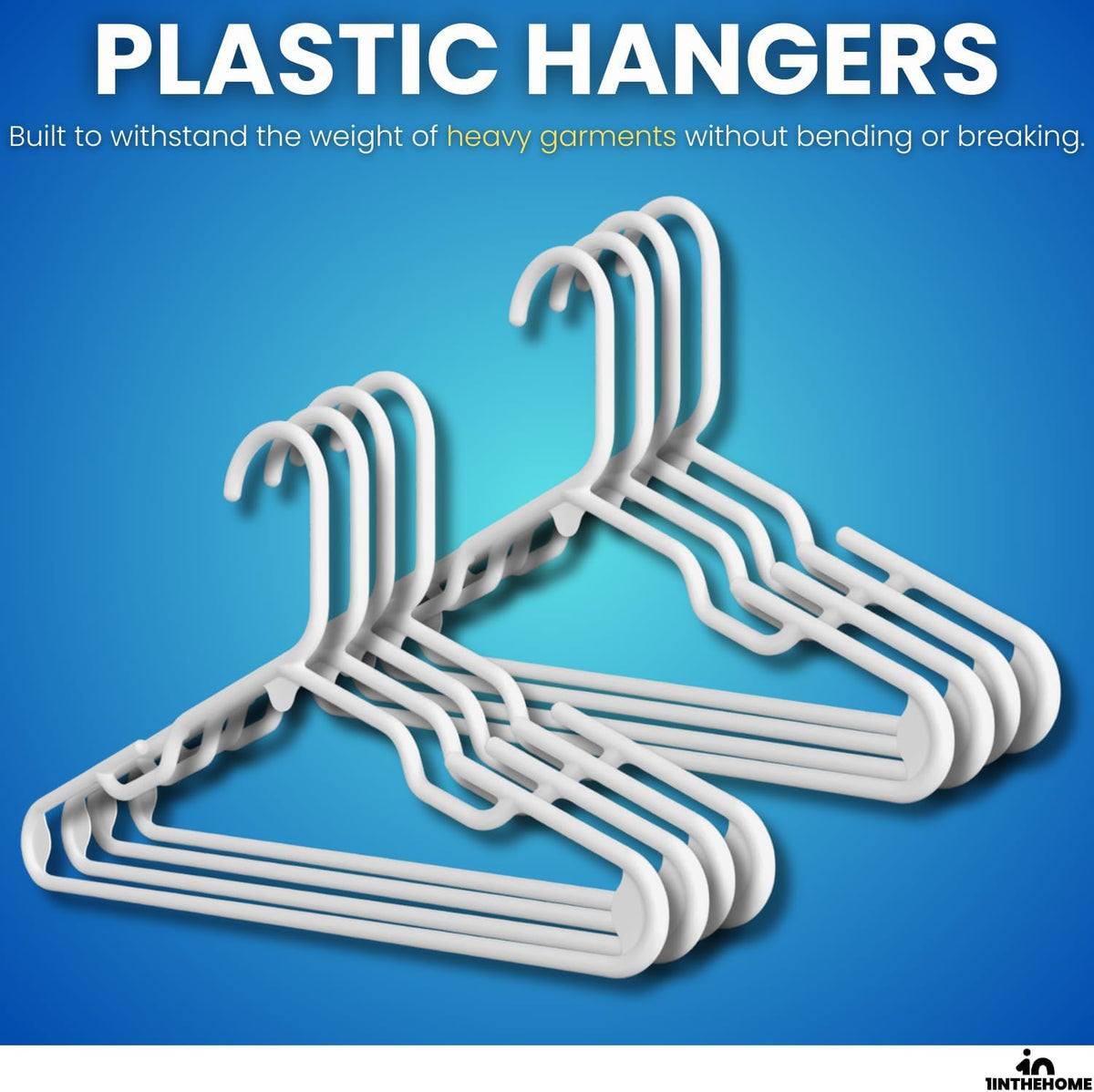 White plastic toddler hangers showing non-slip shoulder hooks