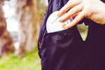 Close up view of authentic imported Tummydrops blackberry ginger lozenge packaging