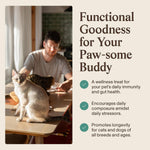 Supplement facts label showing organic mushroom ingredients for pet vitality