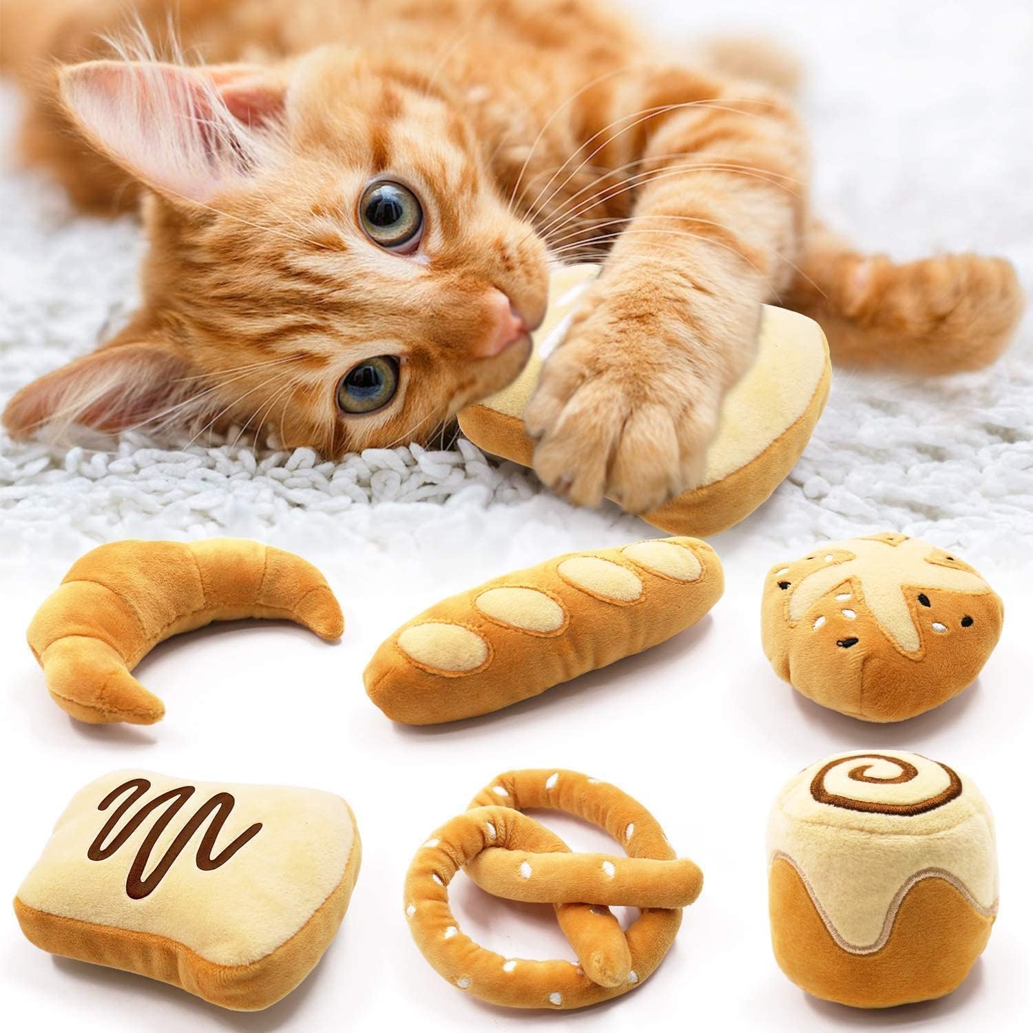 CiyvoLyeen bread catnip toys 6 pack plush set