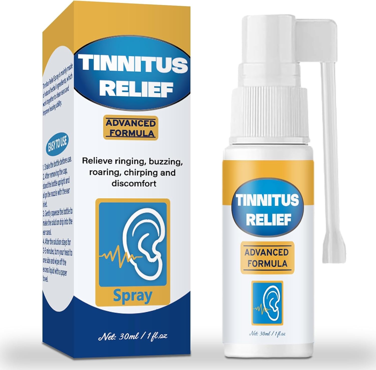 FEAVBAFT Tinnitus Treatment Spray, Tinnitus Relief-for-Ringing Ears, Effective Tinnitus Treatment to Reduce Ear Noise & Improve Hearing - 30ml - Image 1
