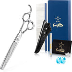 High-end Professional Dog Grooming Curved Thinning Scissors Teeth Blending Shears Pet Texturizing Thinner Blender Shears 7.5 Inch Extremely Very Sharp Made Of Stainless Steel Alloy For Dog Cat Groomer - Image 15