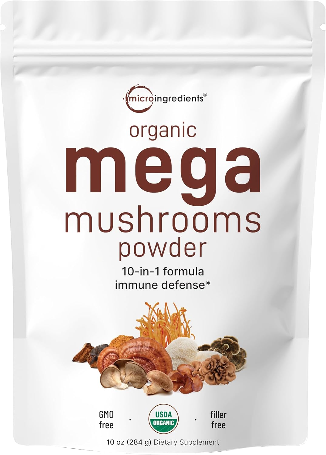 Micro Ingredients Organic Mega Mushroom Powder front view packaging