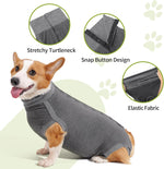 Dotoner breathable pet spay neuter protective outfit adjustable snap buttons close up