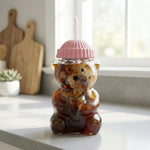 Krewchton glass bear cup lifestyle packaging shot