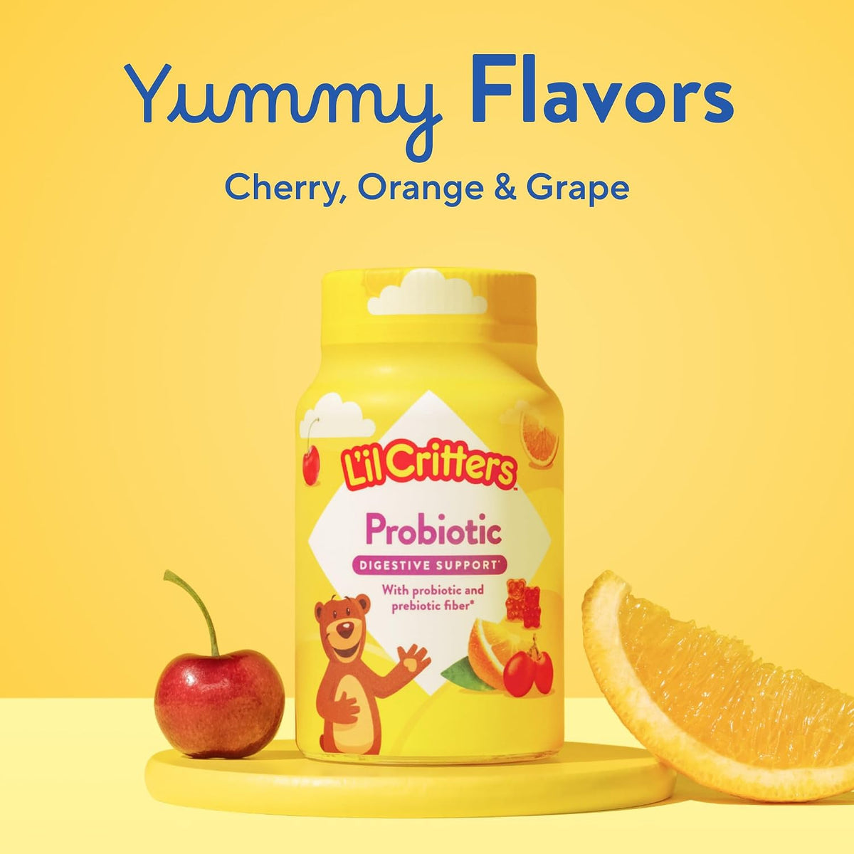 L'il Critters gluten free kids probiotic gummies bottle showing safety seal