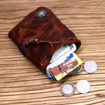 Wugebud leather coin purse showing interior lining