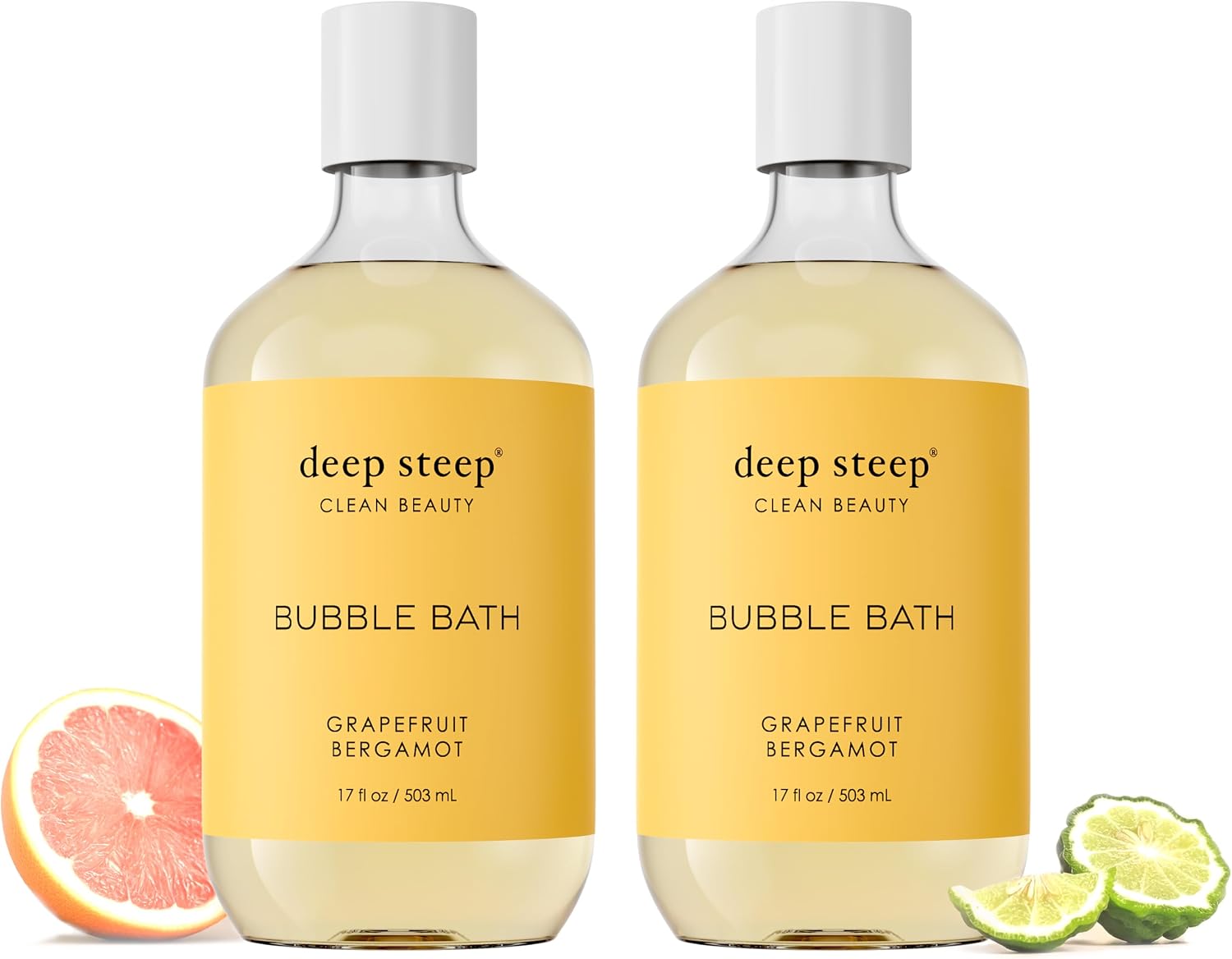Deep Steep bubble bath front view bottle packaging