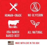 Soft texture bite sized free range beef treats for small and large dogs
