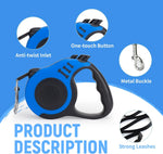 Ergonomic non-slip handle of blue dog leash
