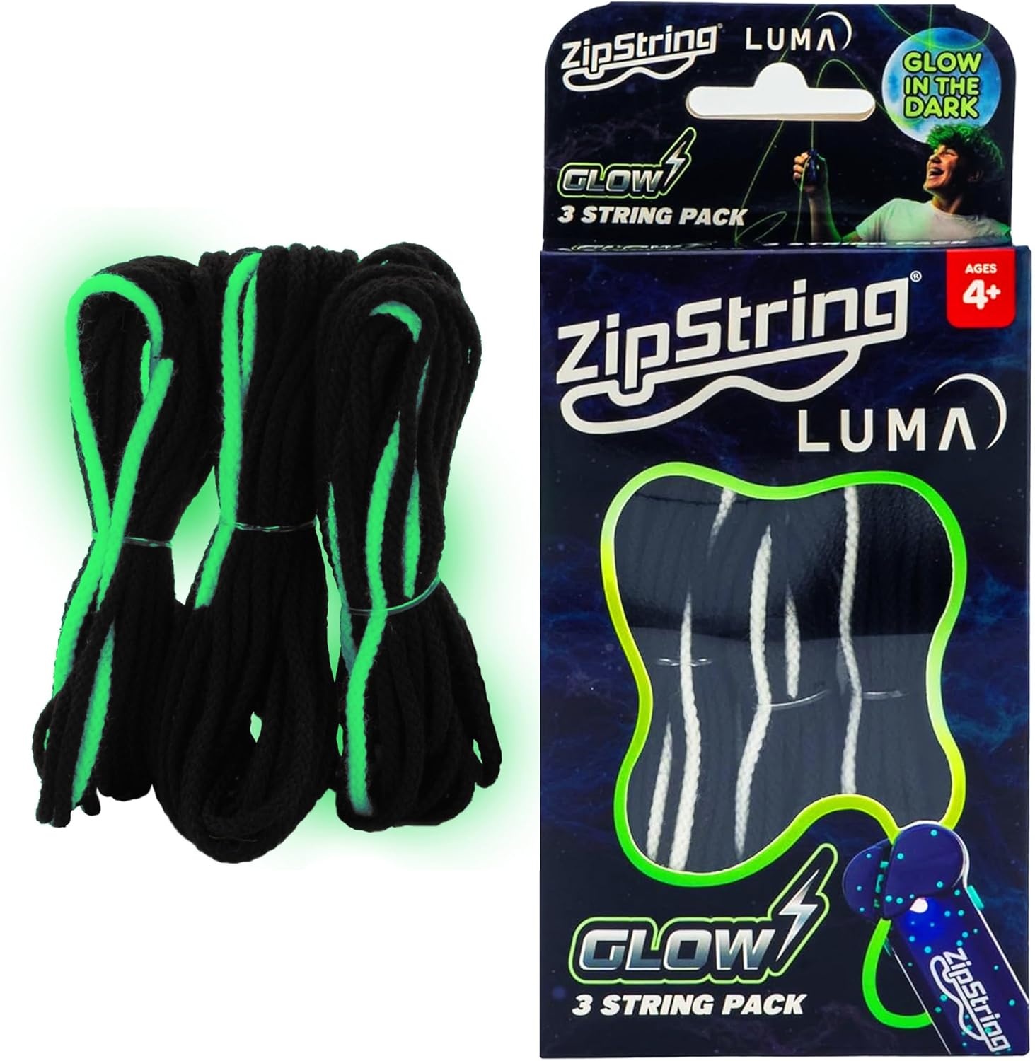 ZipString Lightning Luma Replacement Strings front view packaging for rope launcher toy