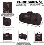 Eddie Bauer 45L travel duffel folded in storage pocket