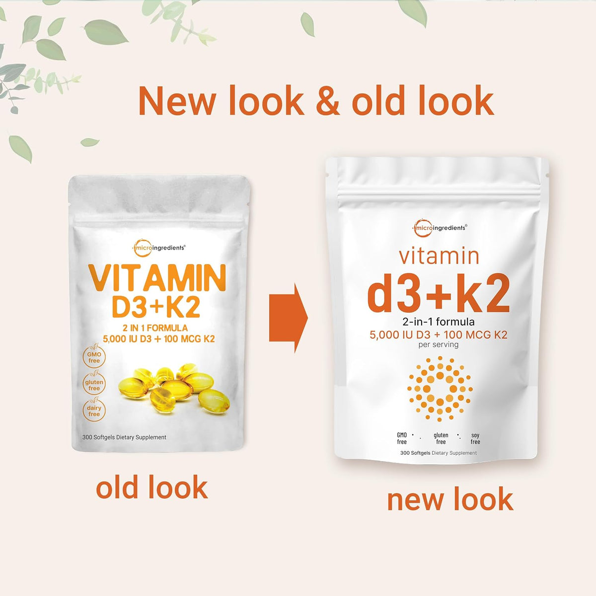Micro Ingredients Vitamin D3 K2 nutritional facts panel