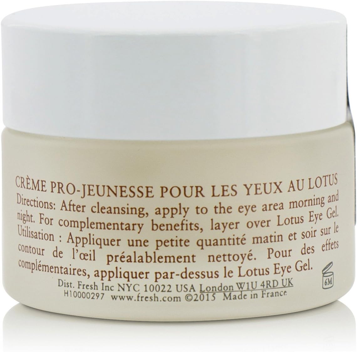 Fresh Lotus Youth Preserve Eye Cream packaging box with product specifications