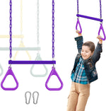AOBOTE Duty Ring Trapeze Bar purple front view on swing set