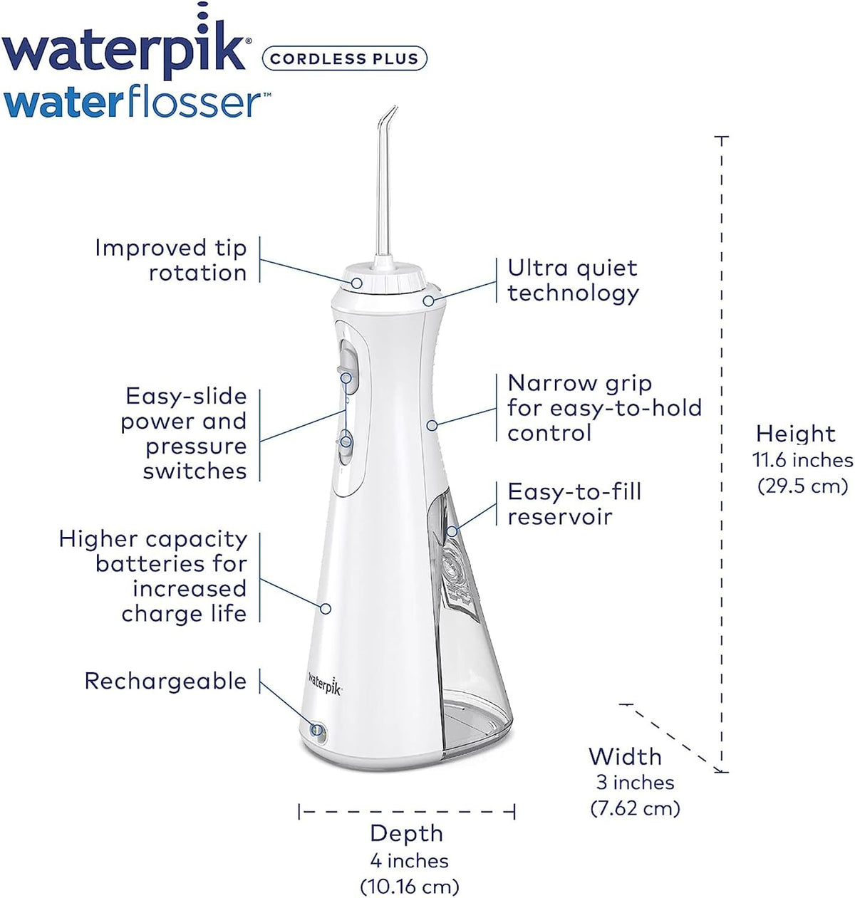 Waterpik Cordless Plus Water Flosser with 4 tips
