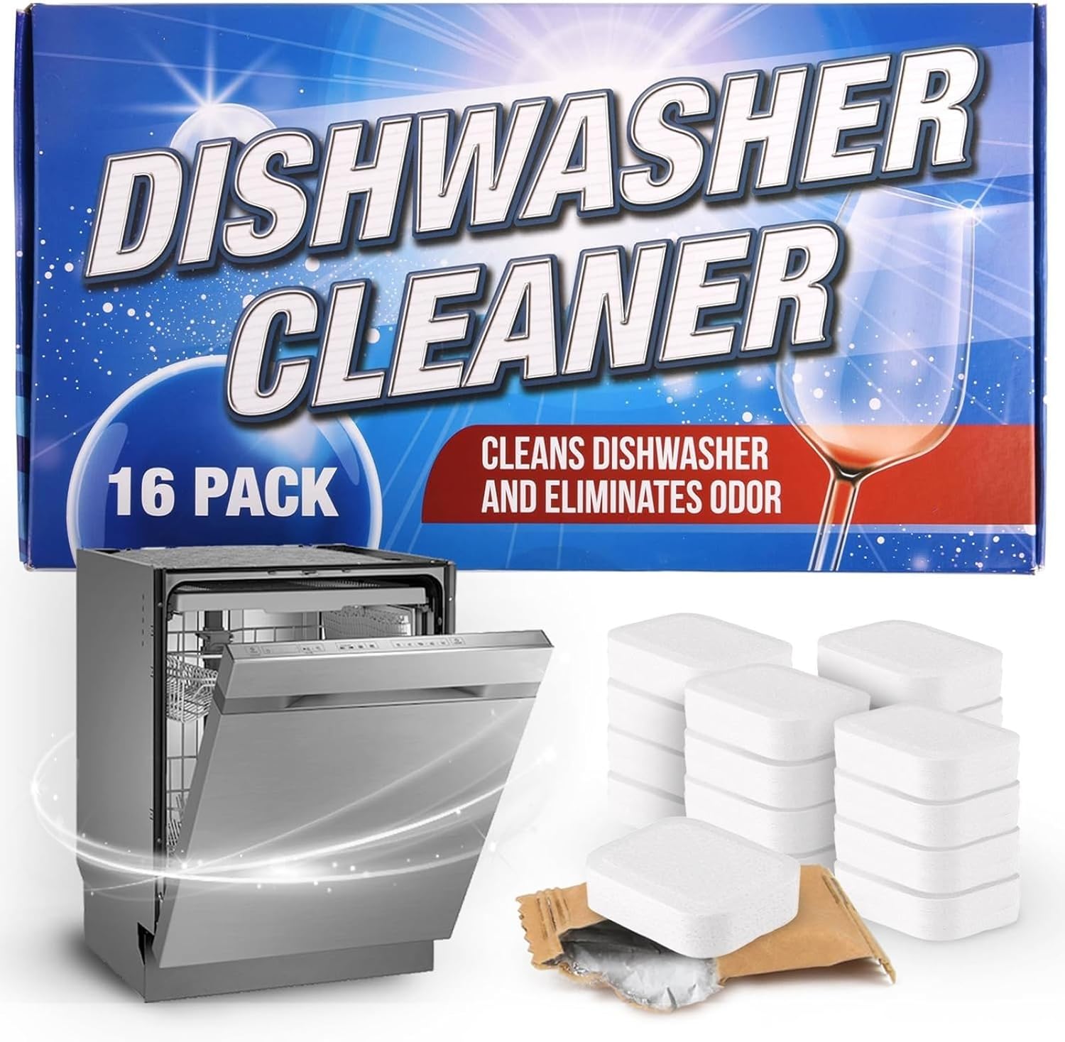 Impresa Dishwasher Cleaner and Deodorizer Tablets front view packaging for appliance descaling.