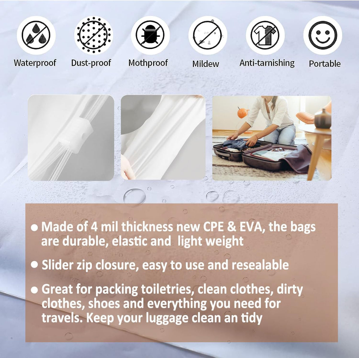 BEUYI storage pouches displaying smooth slider zipper mechanism