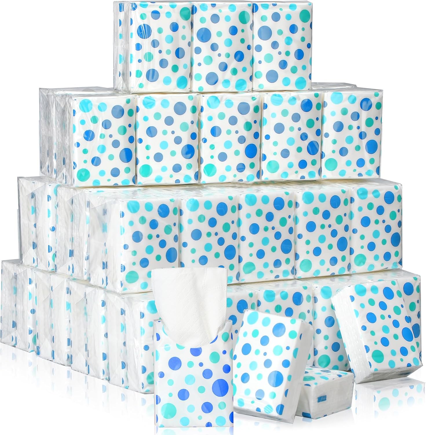 Therwen pocket tissues travel packs front view showing blue dot pattern packaging
