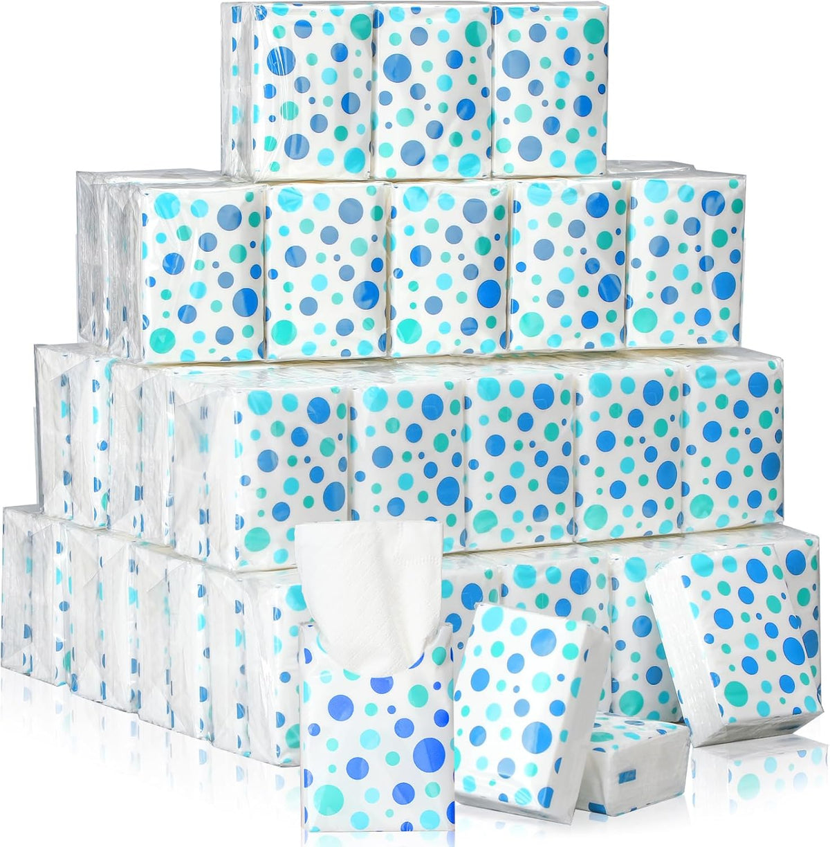 Therwen pocket tissues travel packs front view showing blue dot pattern packaging