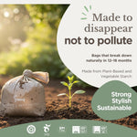 Plant based biodegradable dog waste bags roll showing perforated tear line.