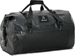 Iron Jia's motorcycle dry bag front view showcasing the waterproof black exterior and mesh pocket