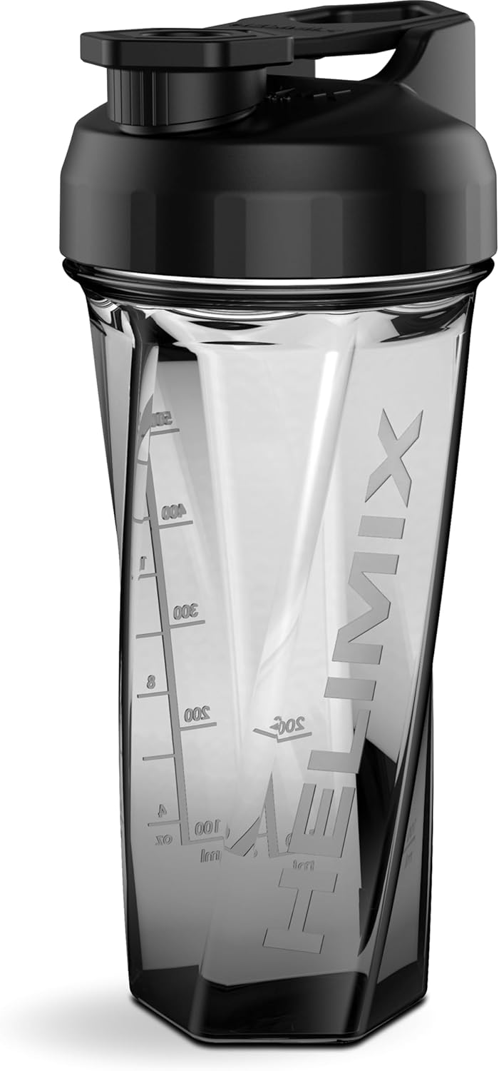 Helimix Vortex Shaker Bottle 28oz | No Blending Ball Needed | Maximize Workouts| Plastic | Grey | 828 ml - Image 1