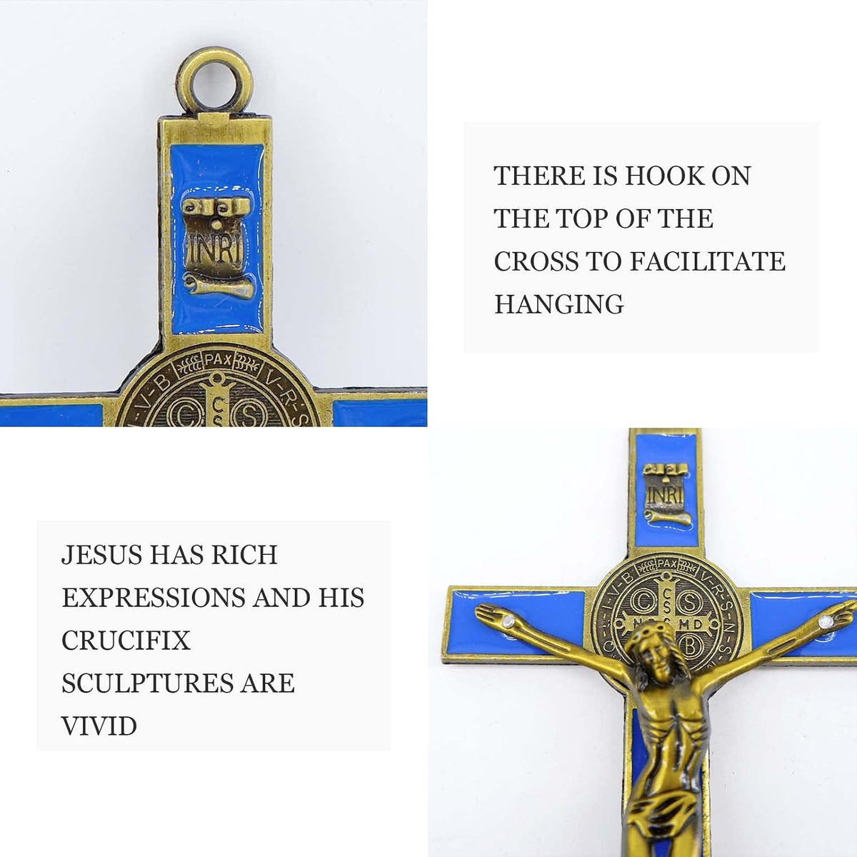Rnuie metal cross ornament showcasing antique brass finish