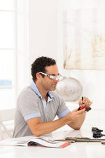 Eschenbach MaxDetail glasses displaying lightweight PXM plastic lens clarity