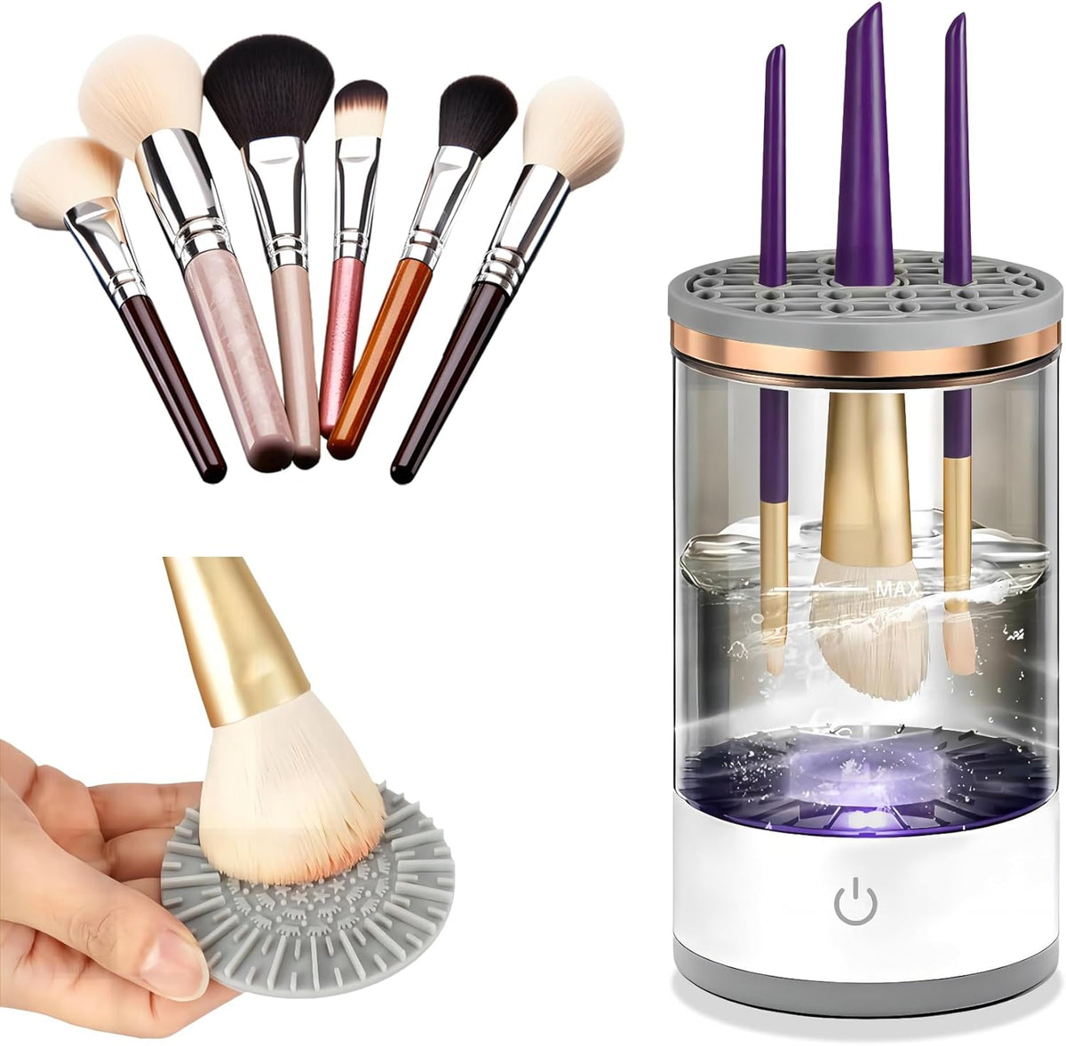 Aiwojiujiu electric makeup brush cleaner front view automatic cosmetic washing machine
