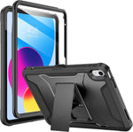 Soke rugged protective case for iPad 10th generation front view showing black heavy duty design