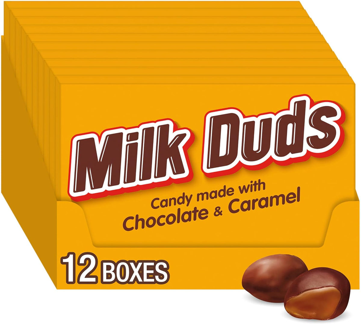 Premium imported American Milk Duds candy carton ready for sharing