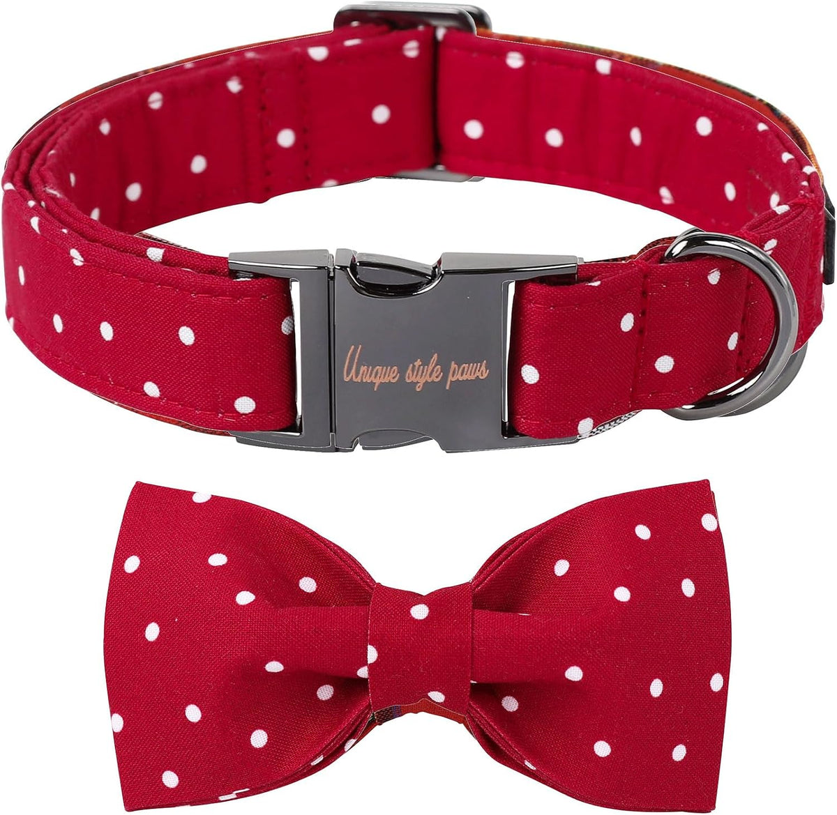 Cotton Dog Collar with Bow Puppy Collar with Black Red Plaid for Small Medium Large Boys Girls Dogs - Image 11