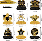 Vicycaty black and gold anniversary table toppers cardstock display