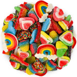 Back label of the IT'SUGAR Flavorites Rainbow Candy Mix ten ounce bag showing nutritional facts.