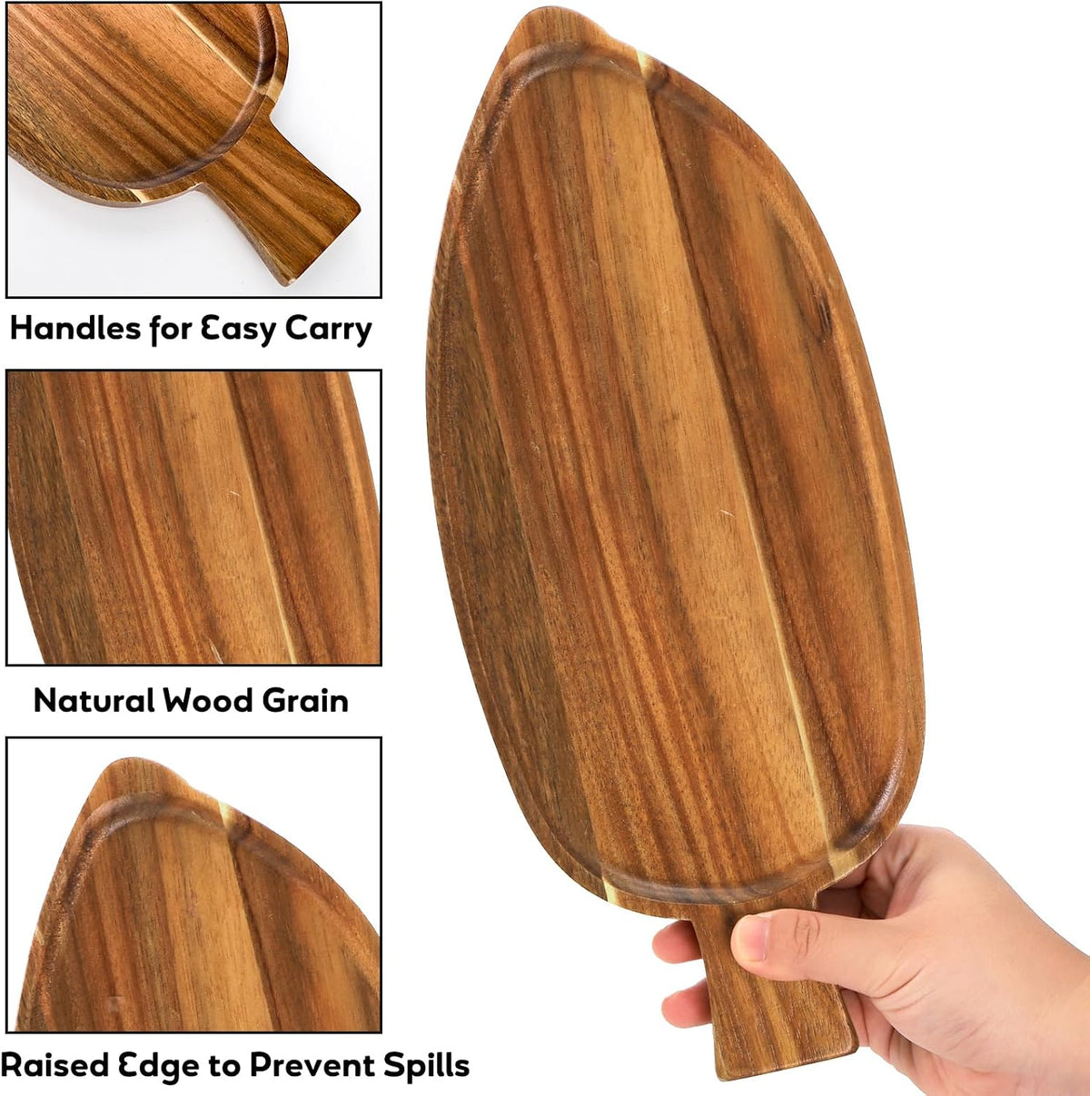 Set of 2 acacia wood trays styled with cheese and fruit for entertaining