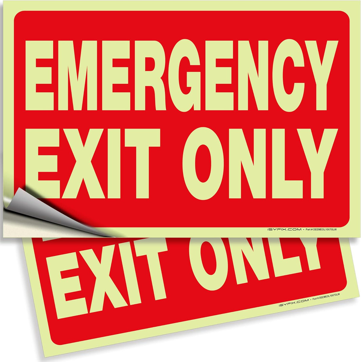 iSYFIX Emergency Exit Only Signs, 10x7 Inch, 10 Pack, Metal Glow | 100% Rust Free .040 Aluminum Signs, Glow in the Dark Laminated, UV, Weather, Scratch, Water & Fade Resistant - Image 12