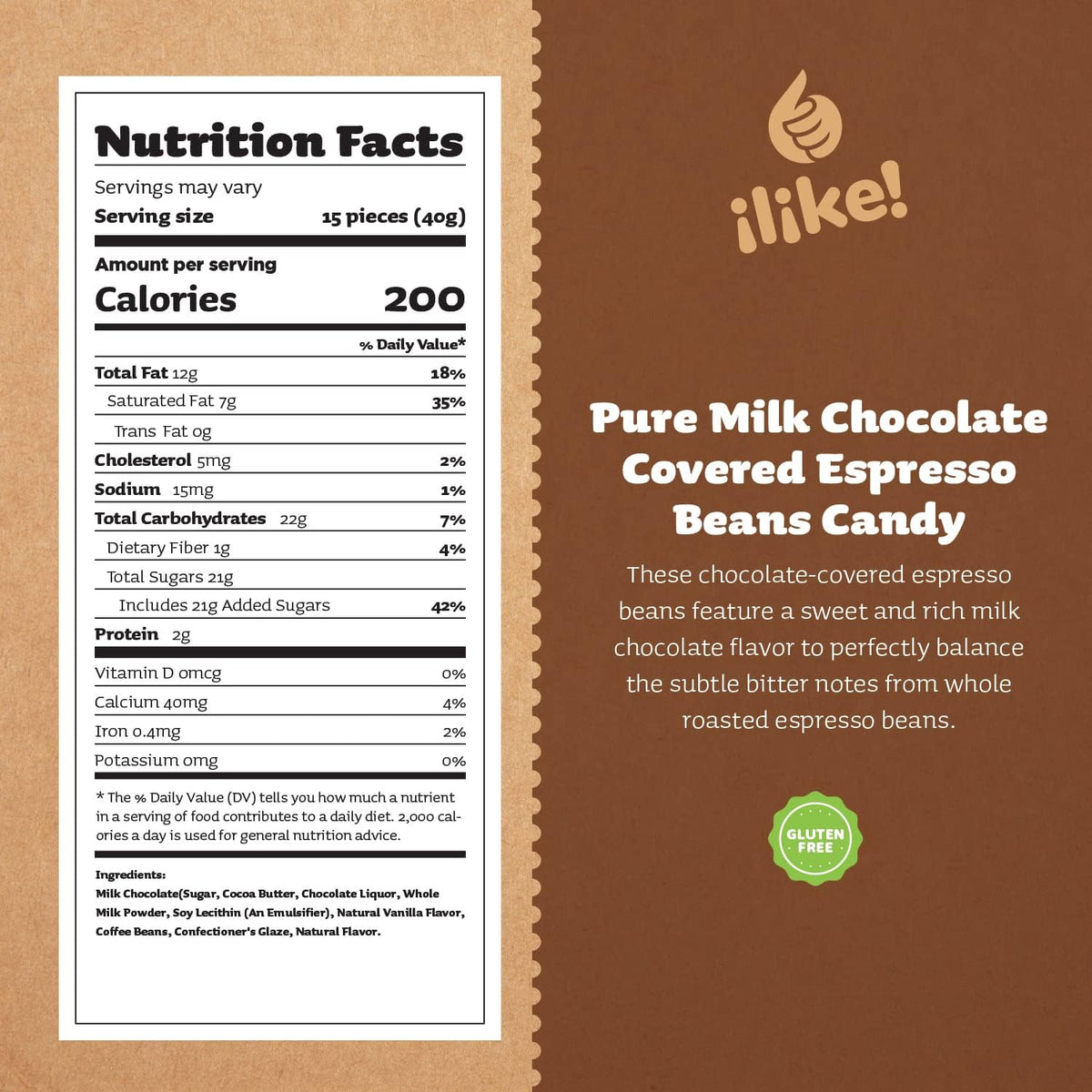 ILIKE chocolate coated roasted espresso beans bulk sweet treat