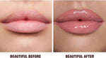 Hydrating long lasting makeup duo for on the go glossy shine product layout.