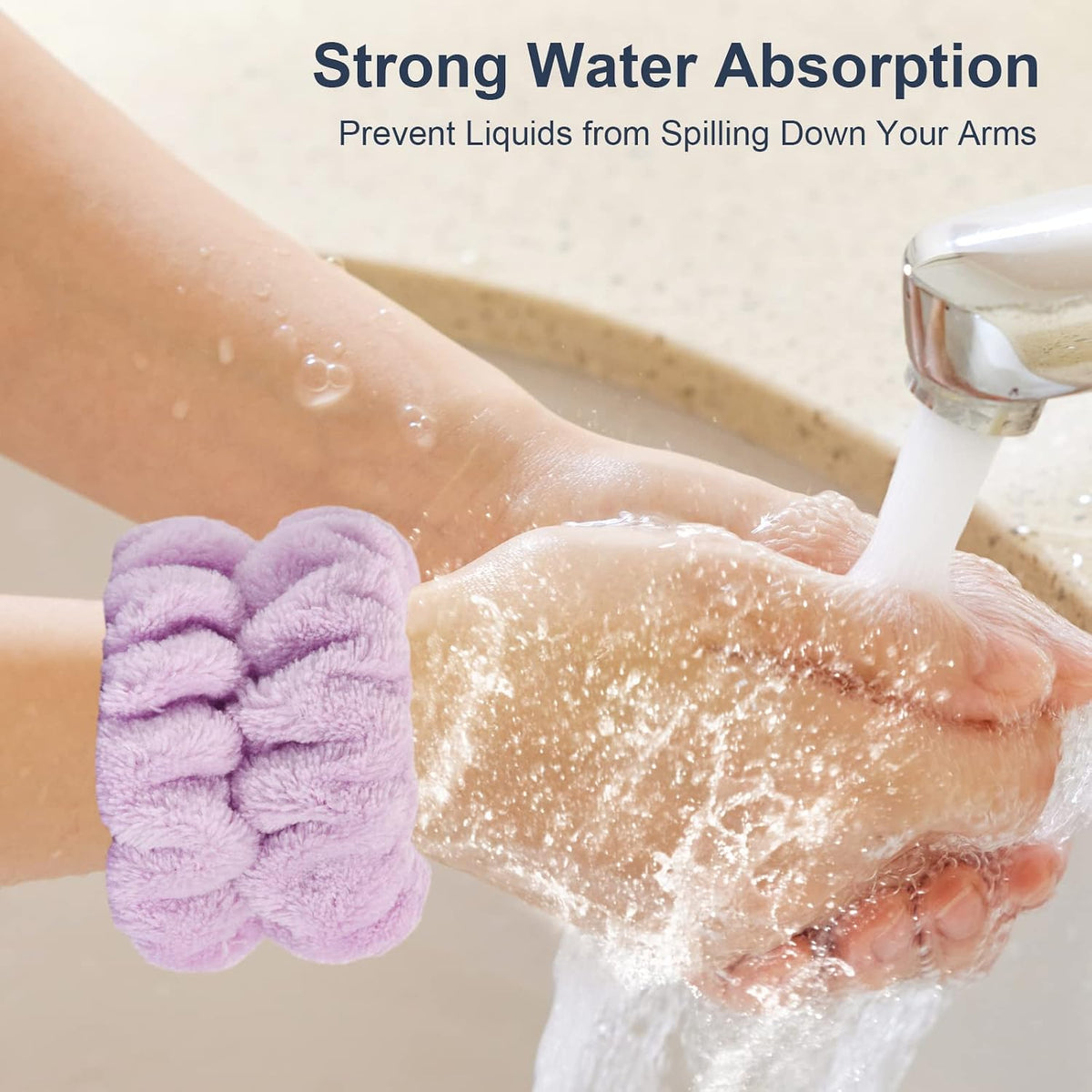 Dorbetar purple spa wristbands worn on arms