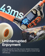 Truefree F2 Bluetooth 5.3 headphones highlighting dual microphones