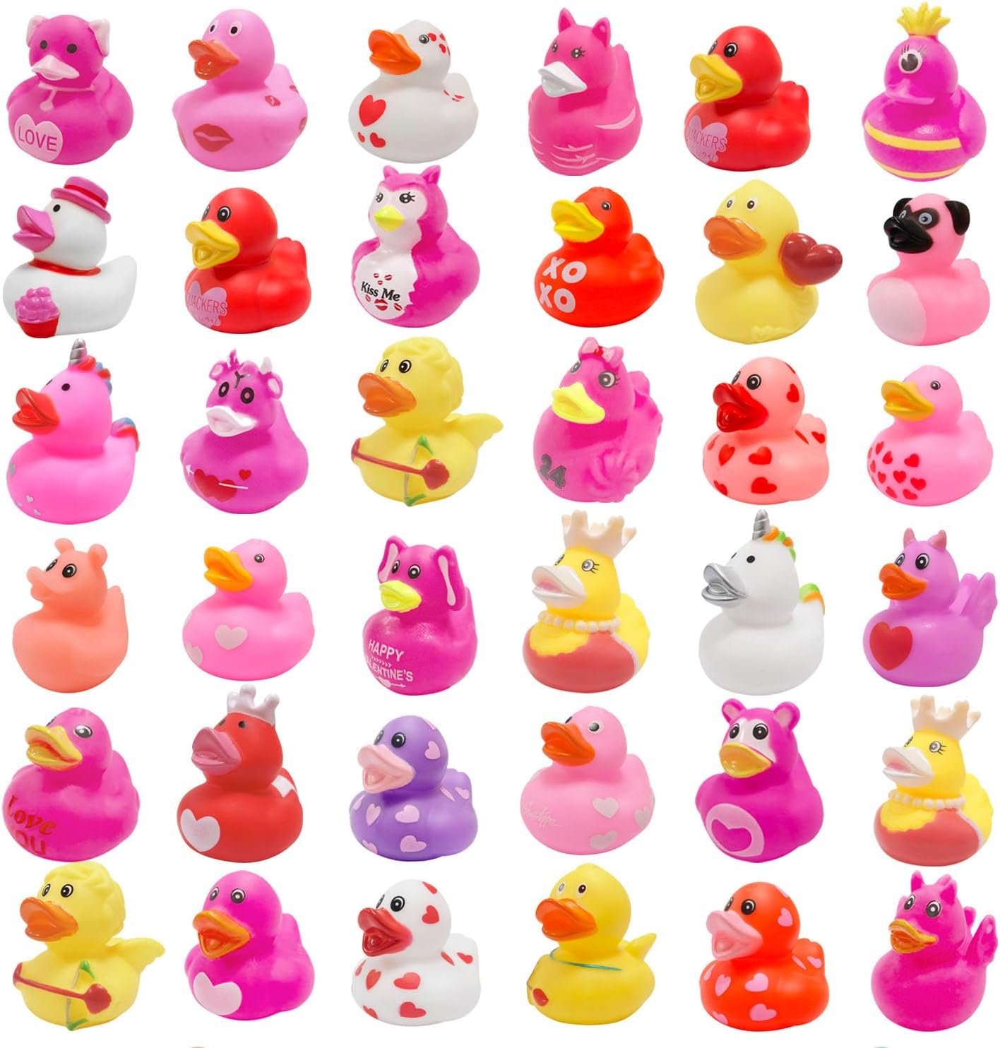 Cherislpy Valentine rubber ducks front view pack of thirty six