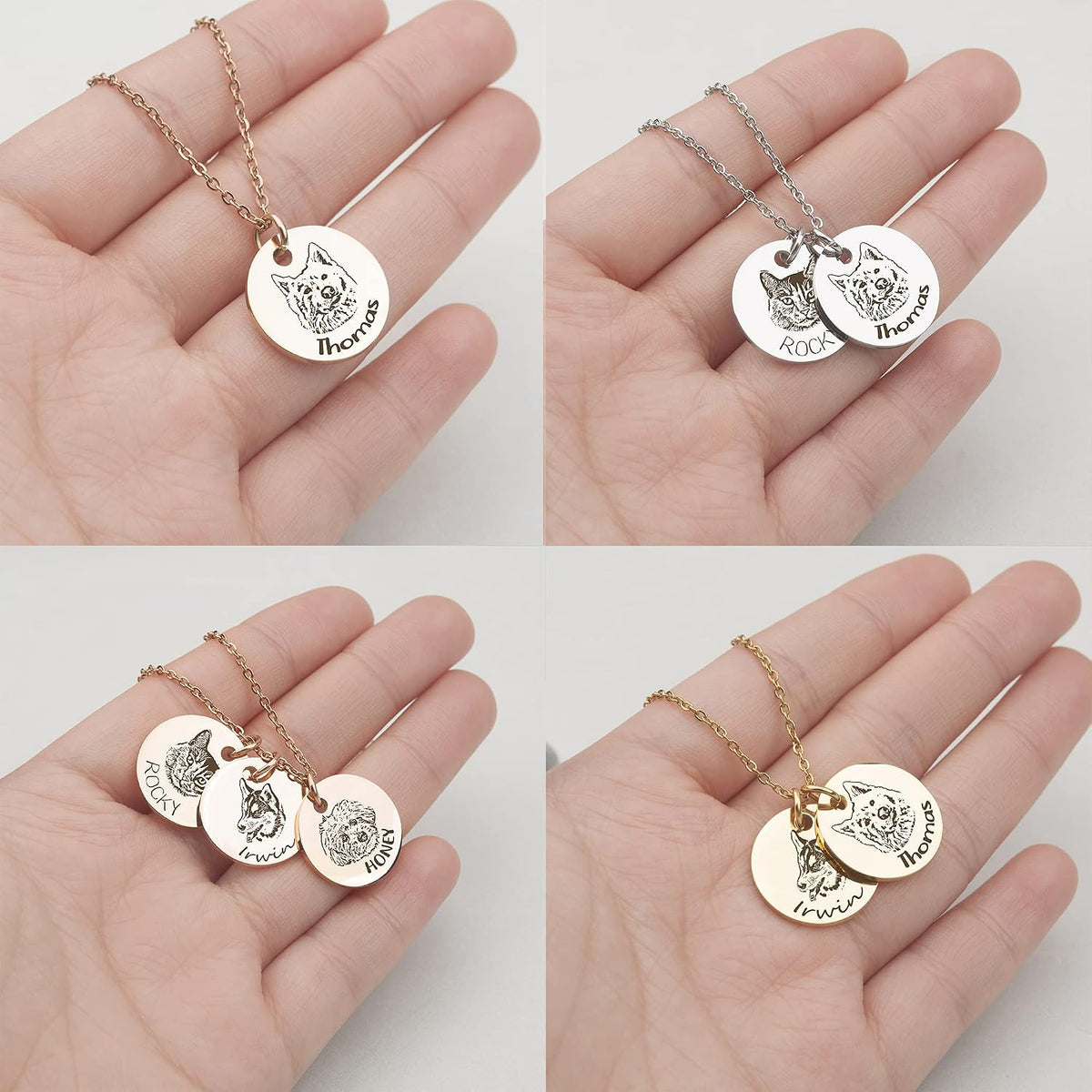 Details of Anavia stainless steel pet portrait pendant