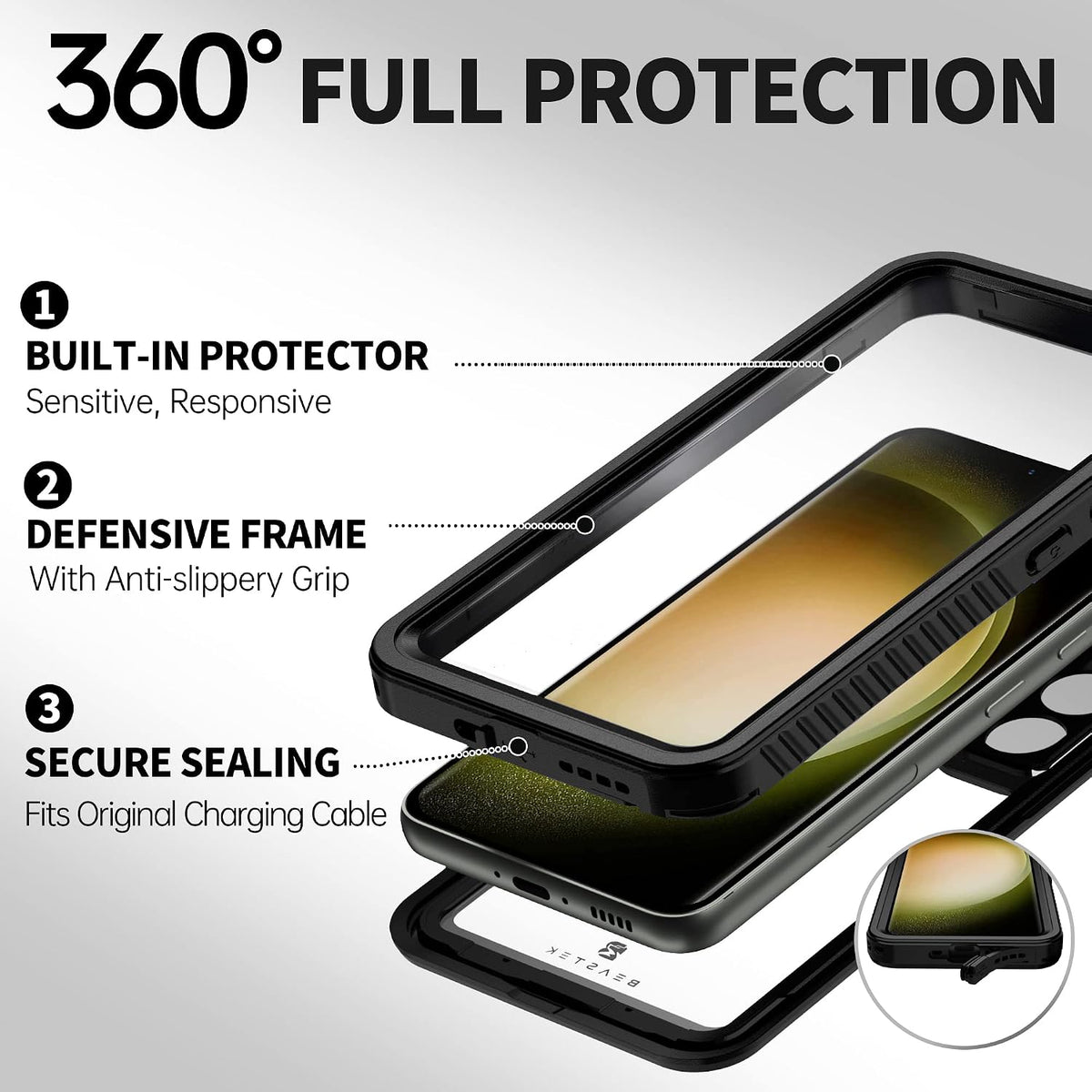 BEASTEK Galaxy S23 protective cover built-in screen protector