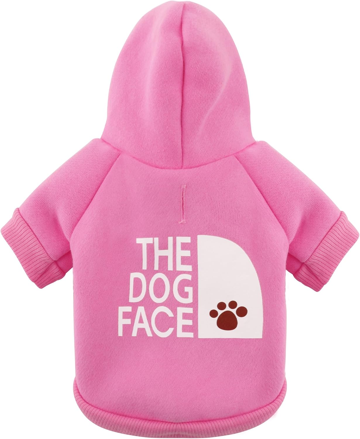 Paiaite pink chihuahua dog hoodie front view showcasing the dog face print